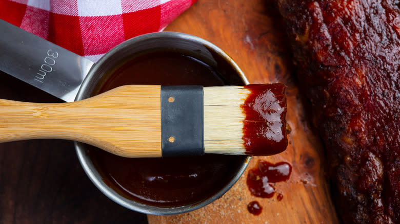 basting brush with barbecue