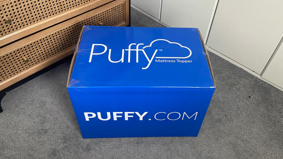 Puffy Deluxe Mattress Topper in its box