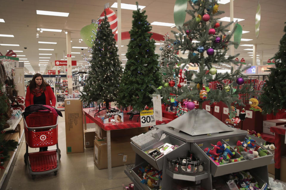 Christmas items for sale at a Target store in Chicago, Illinois.