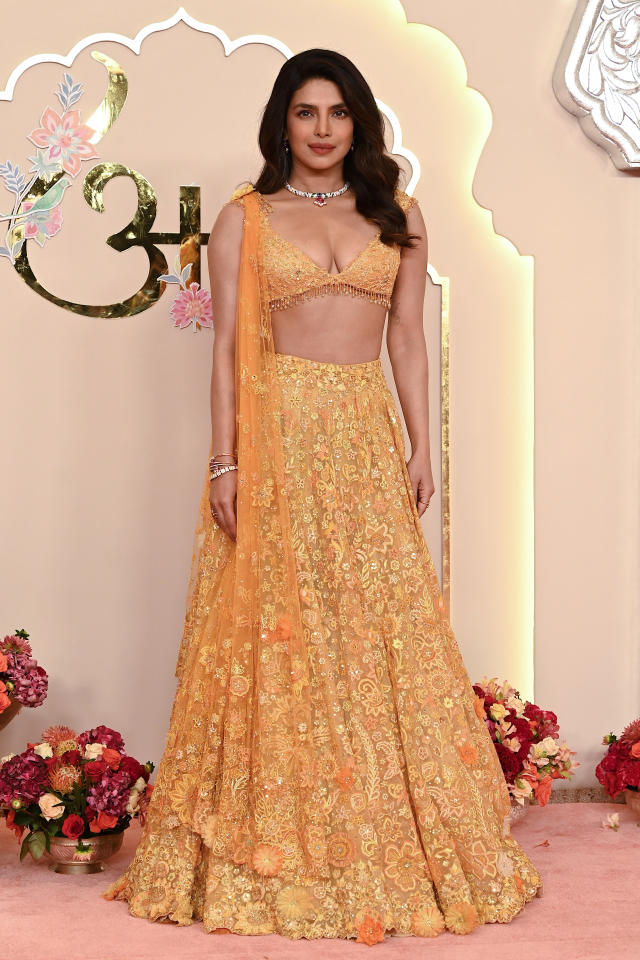 Priyanka Chopra Looks Stunning in Embroidered Yellow Gold Lehenga