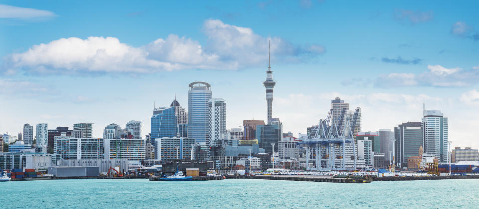 skyline of Auckland with city central business district at the noon