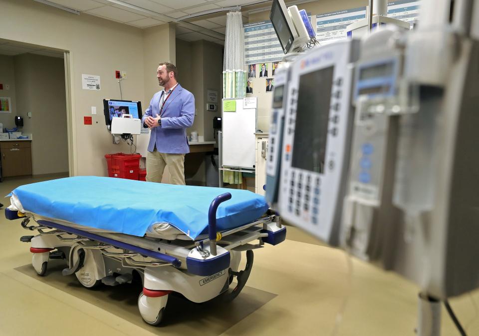 Dr. Nathan Heinzerling, trauma medical director and pediatric general surgeon, speaks about Akron Children's experience with gunshot wounds in one of the hospital's trauma bays.