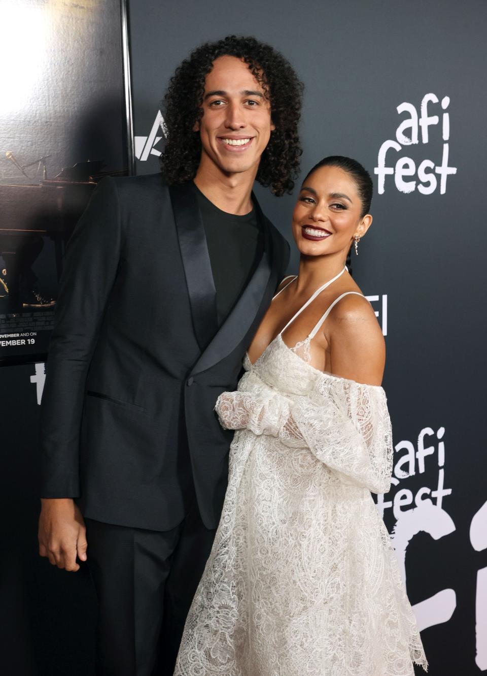 Cole Tucker and Vanessa Hudgens attend the 2021 AFI Fest Opening Night Gala Premiere of Netflix's "tick, tick…BOOM" at TCL Chinese Theatre on November 10, 2021 in Hollywood, California.