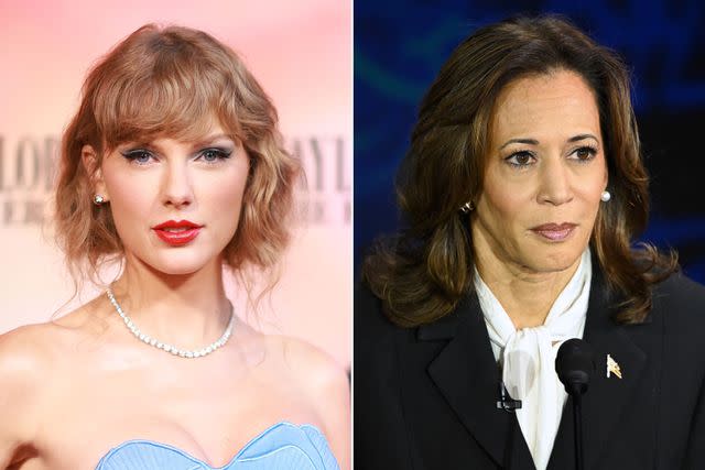 <p>Matt Winkelmeyer/Getty; SAUL LOEB/AFP via Getty</p> Taylor Swift and Kamala Harris