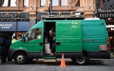 A van containing Facial Recognition Technology in Leicester Square - Credit: London News Pictures