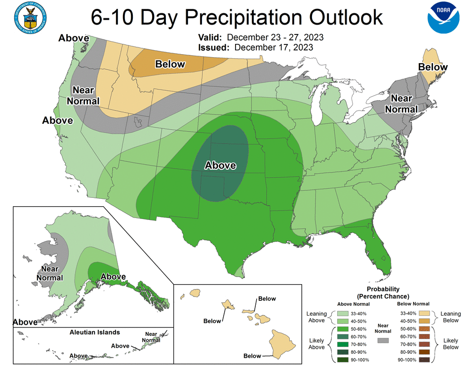 National Weather Service precipitation forecast for Dec. 23-27, 2023.