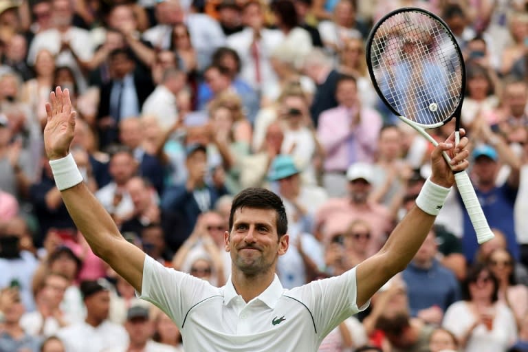 Seven up: Novak Djokovic on his way to a seventh Wimbledon title in 2022 (Adrian DENNIS)