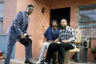 <p><strong>Cast: </strong>Ice Cube, Chris Tucker, John Witherspoon, Mike Epps, Nia Long, Regina King, Bernie Mac</p><p>Heard of the phrase "Bye, Felicia?" You've got <em>Friday—</em>and Ice Cube—to thank for that.The rapper penned this four film franchise that takes us along on an eventful Friday in South Central L.A. Two best friends owe money to the neighborhood drug dealer by the end of the day. As the time grows closer and closer to their deadline, they run into a variety of obnoxious neighborhood characters. </p><p><a class="link " href="https://www.amazon.com/Friday-Ice-Cube/dp/B0070YR5MU?linkCode=ogi&tag=syn-yahoo-20&ascsubtag=%5Bartid%7C10072.g.34125298%5Bsrc%7Cyahoo-us" rel="nofollow noopener" target="_blank" data-ylk="slk:WATCH NOW;elm:context_link;itc:0;sec:content-canvas">WATCH NOW</a></p>