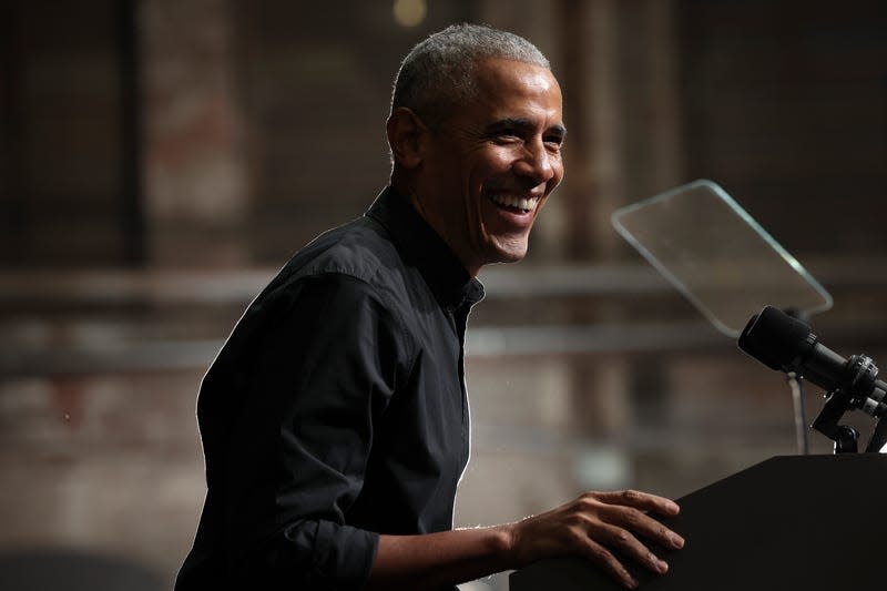 ATLANTA, GEORGIA - DECEMBER 01: Former U.S. President Barack Obama campaigns for Georgia Democratic Senate candidate U.S. Sen. Raphael Warnock (D-GA) at a rally December 1, 2022