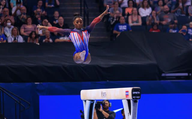 <p>Nikolas Liepins/Anadolu via Getty </p> Simone Biles