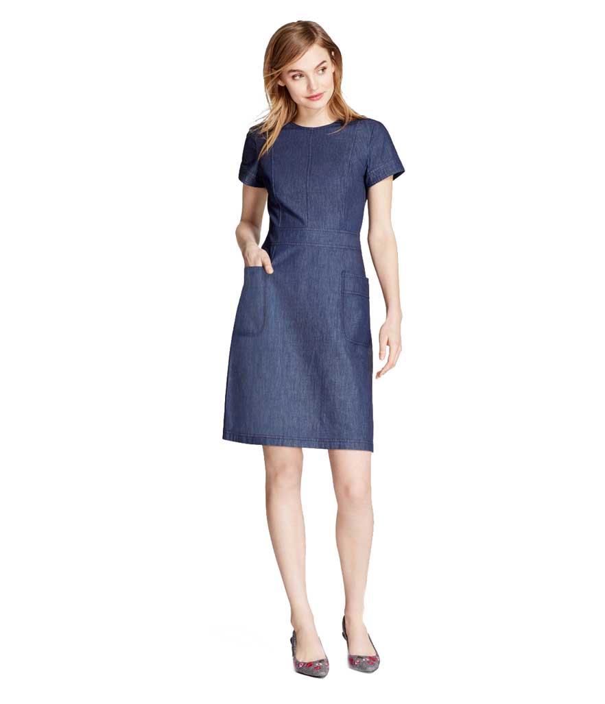 Short sleeve denim dress with pockets. (Photo: Brooks Brothers)