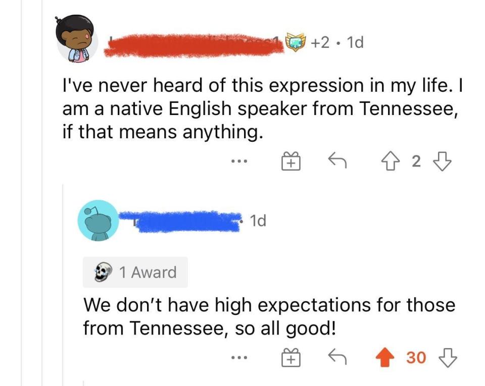Someone from Tennessee who describes themself as a "native English speaker" gets told that the rest of the world does not have high expectations for them