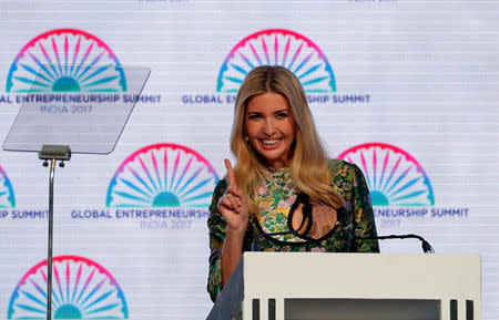 Ivanka Trump, daughter of U.S. President Donald Trump, speaks during the Global Entrepreneurship Summit (GES) in Hyderabad, India November 28, 2017. REUTERS/Cathal McNaughton