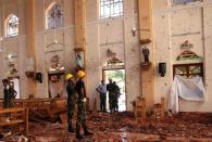 A view of the damage at St. Sebastian Catholic Church, after bomb blasts ripped through churches and luxury hotels on Easter, in Negombo, Sri Lanka April 22, 2019. REUTERS/Athit Perawongmetha