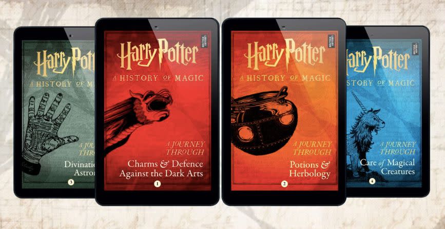 The 'Journey Through...' ebooks, adapted from 'Harry Potter: A History of Magic,' are available for pre-order (Image: Pottermore Publishing/ British Library)