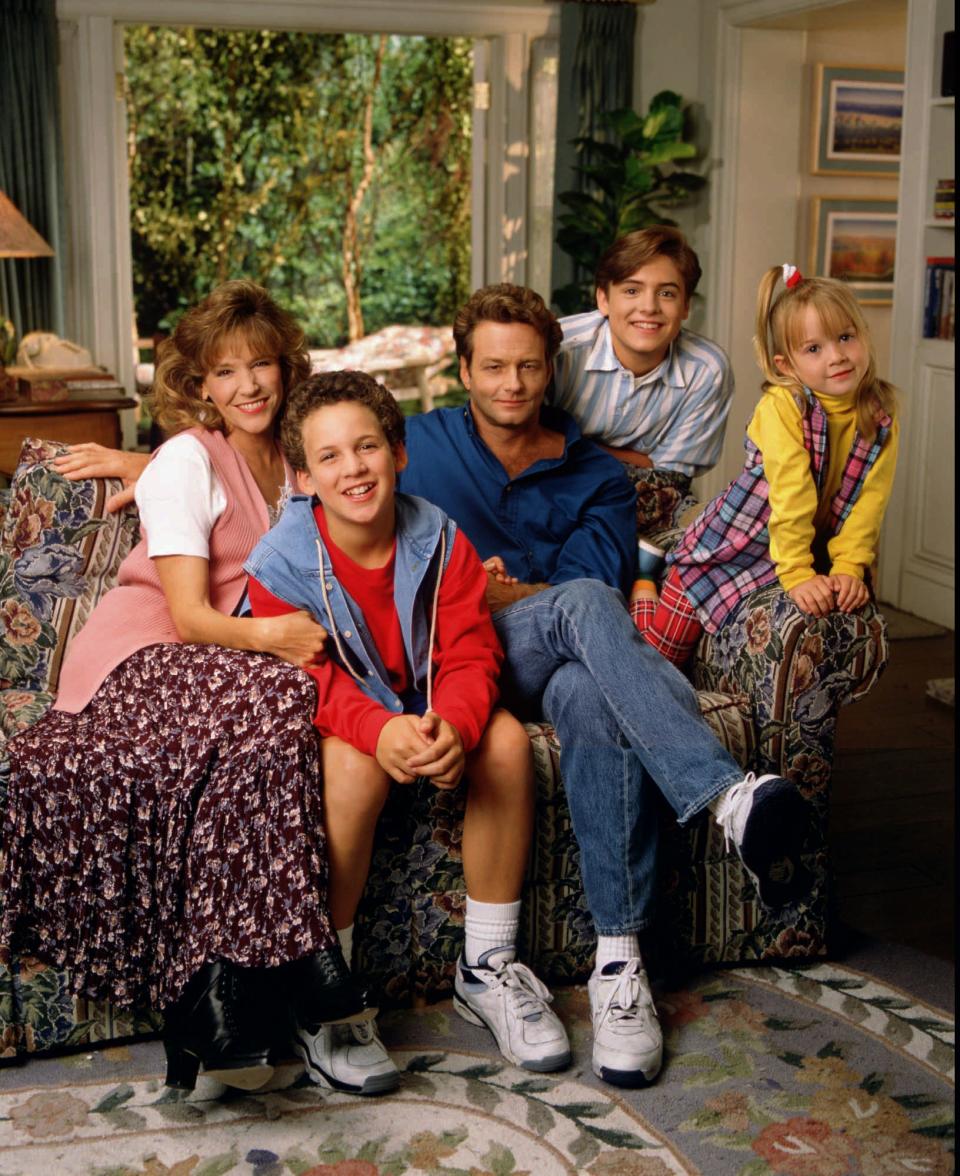 From left to right, Betsy Randle, Ben Savage, William Russ, Will Friedle and Lily Nicksay star as the Matthews family in "Boy Meets World."
