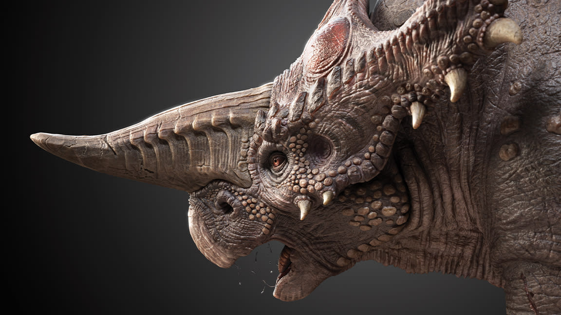 Maya 2025 review; a 3d render of a dinosaur. 