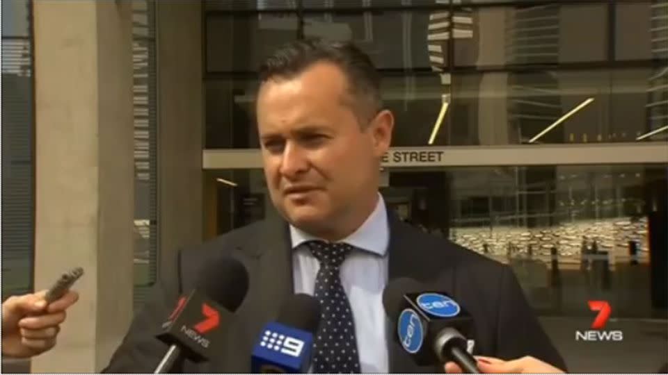 Tamate Heke's lawyer, Adam Magill, speaking outside court. Photo: 7 News