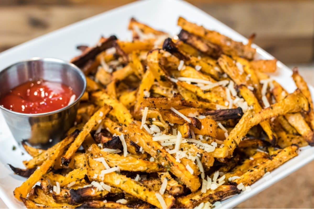 <p>Hip2Keto</p><p>A delicious low carb french fry alternative made from rutabaga.</p><p><strong>Get the recipe: <a href="https://hip2keto.com/recipes/keto-rutabaga-fries/" rel="nofollow noopener" target="_blank" data-ylk="slk:Keto Rutabaga Fries;elm:context_link;itc:0;sec:content-canvas" class="link rapid-noclick-resp"><em>Keto Rutabaga Fries</em></a></strong></p>