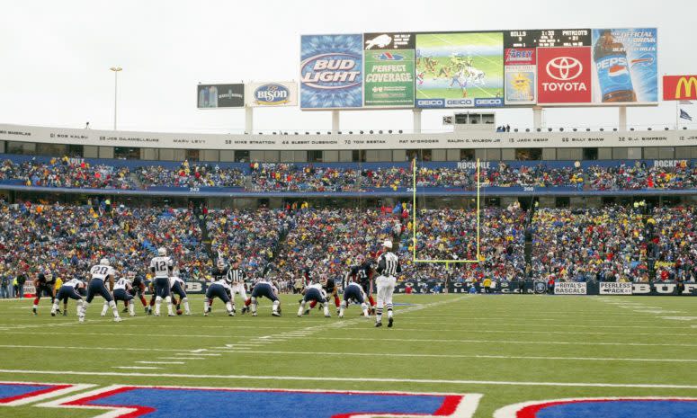 A field level view of the Buffalo Bills stadium.