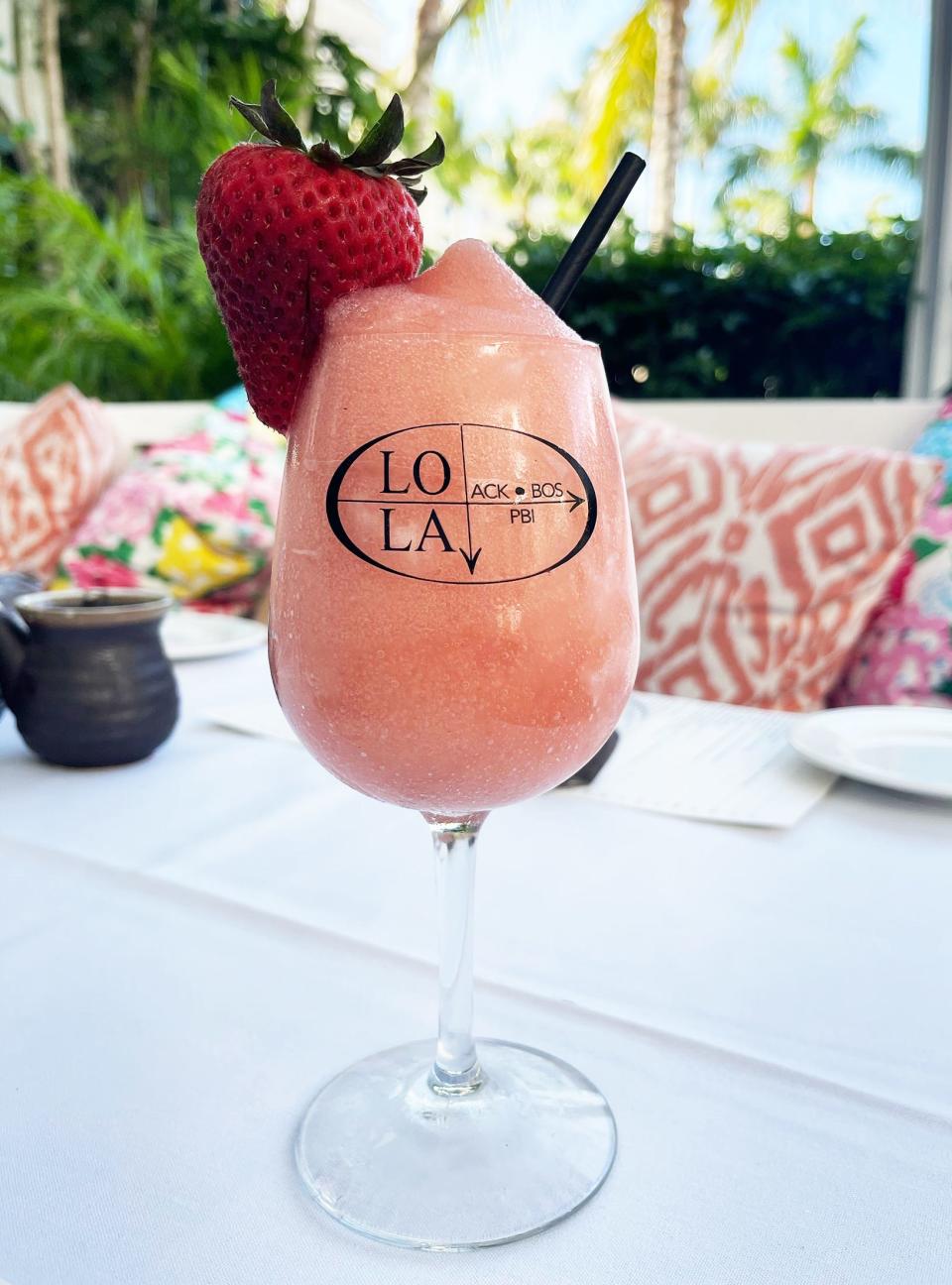 Lola 41's Frose, a semi-frozen cocktail with rose, vodka and strawberry puree.
