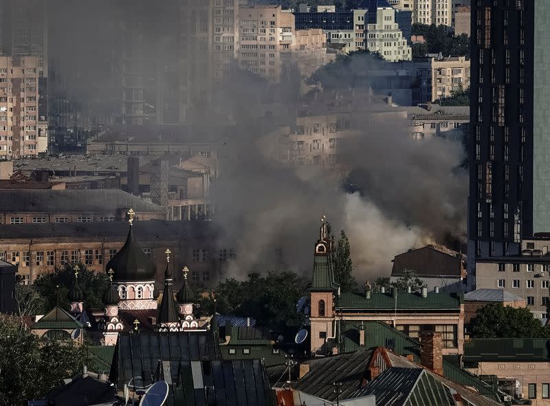 A missile strike in Kyiv