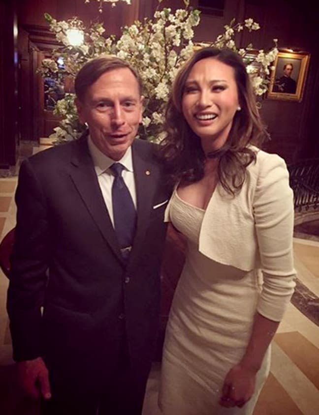 Image: Mina Chang and former CIA director David Petraeus in a 2017 Instagram photo.