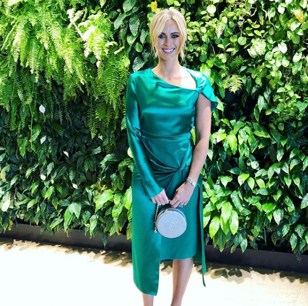 <p>What a show stopper! This emerald green number designed by Dion Lee is simply divine. Sylvia paired this look with a Chanel clutch. Source: Instagram/Channel9Style </p>