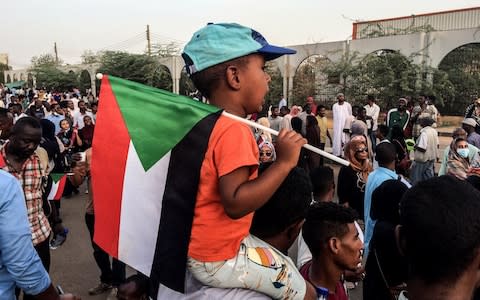 Hundreds of Sudanese protesters maintained their sit-in outside army headquarters in Khartoum for the fifth day in a row - Credit: Stringer/Anadolu Agency/Getty Images