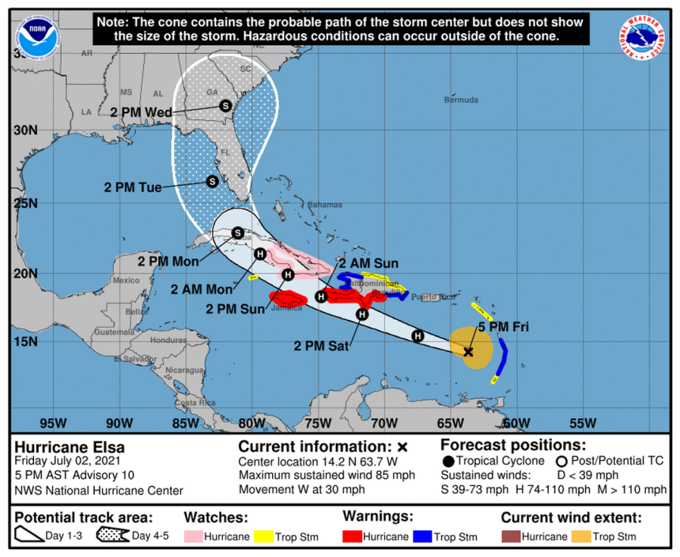 Hurricane watches were issued for parts of Cuba Friday afternoon as Hurricane Elsa entered the eastern Caribbean.