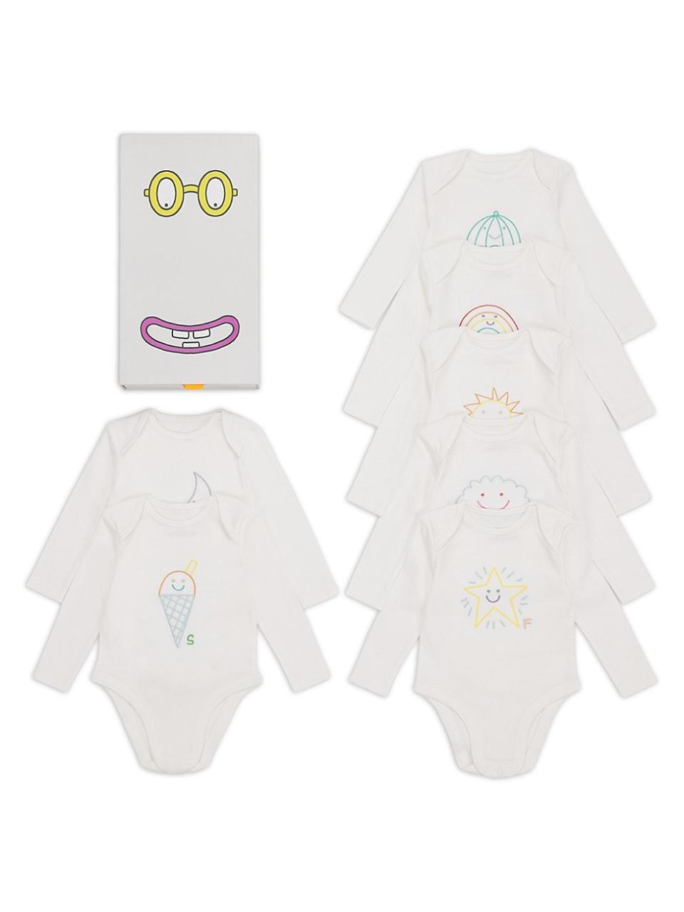 <p><a href="https://go.redirectingat.com?id=74968X1596630&url=https%3A%2F%2Fwww.saksfifthavenue.com%2Fproduct%2Fstella-mccartney-kids-baby-s-7-pack-weather-embroidery-bodysuit-set-0400018388942.html&sref=https%3A%2F%2Fwww.townandcountrymag.com%2Fstyle%2Fhome-decor%2Fg45376184%2Fbest-baby-shower-gifts%2F" rel="nofollow noopener" target="_blank" data-ylk="slk:Shop Now;elm:context_link;itc:0;sec:content-canvas" class="link ">Shop Now</a></p><p>Baby's 7-Pack Weather Embroidery Bodysuit Set</p><p>saksfifthavenue.com</p><p>$182.00</p>