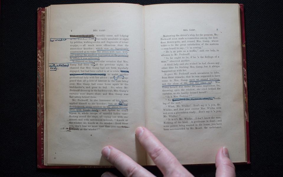 Dicken's annotated prompt copy of Mrs Gant, used by the author during his public readings in the US - Â© Eddie Mulholland