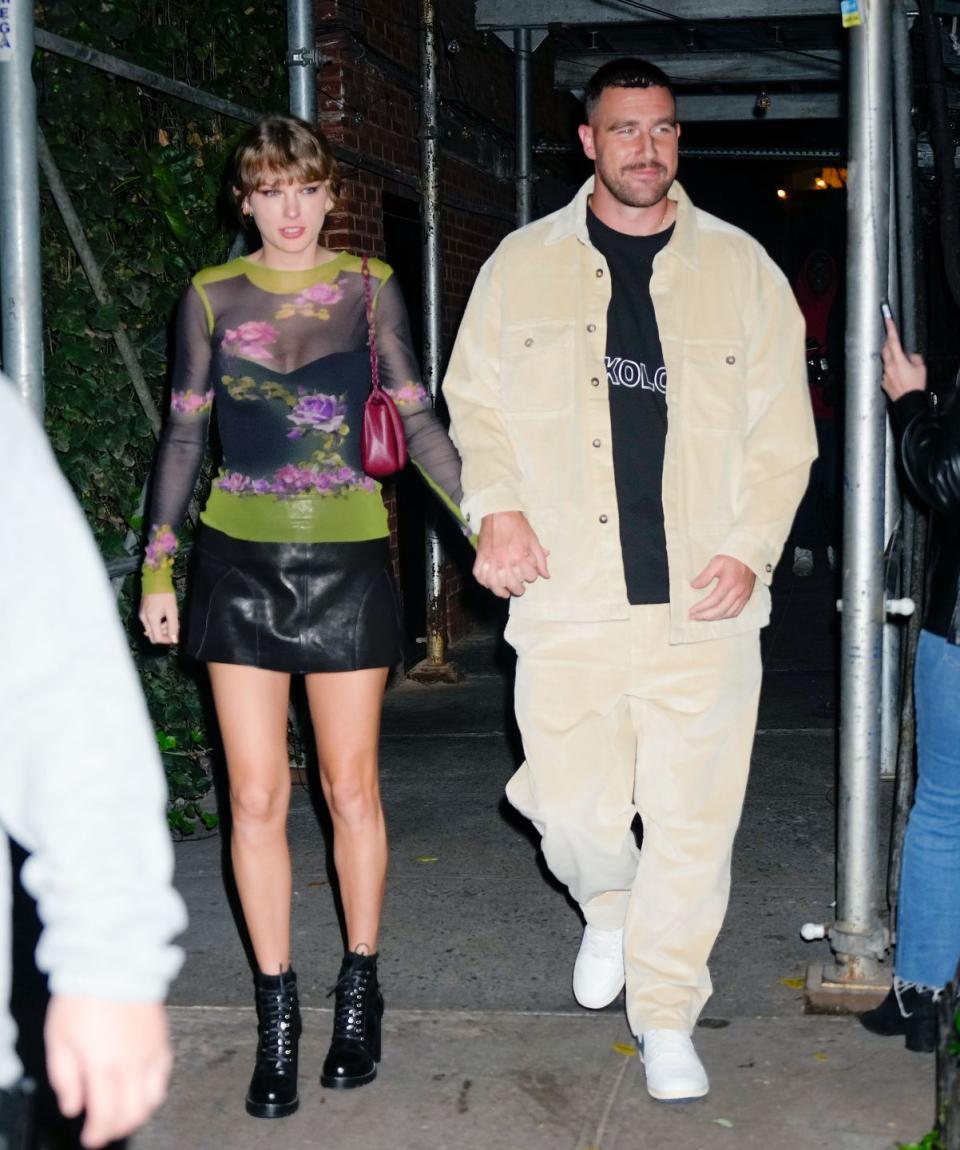 new york, new york october 15 taylor swift and travis kelce have dinner at waverly inn on october 15, 2023 in new york city photo by gothamgc images