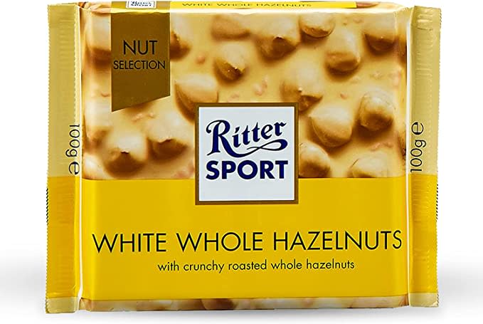 Ritter Sport White Whole Hazelnut Chocolate, 100 g. (Photo: Amazon SG)