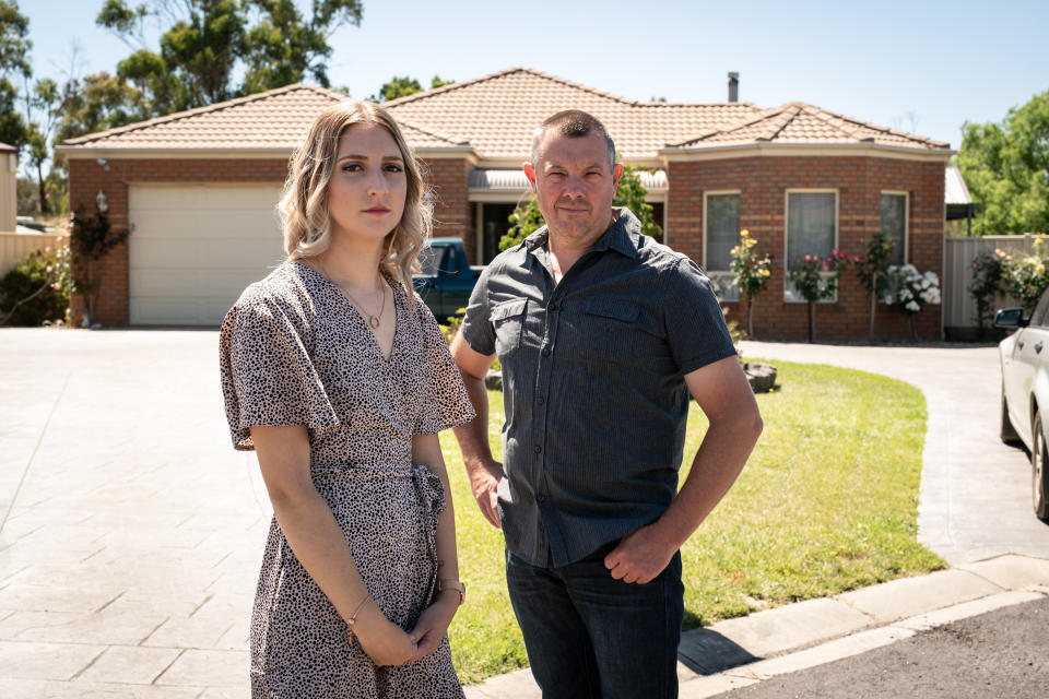 Bianca Unwin and her father, Boyd Unwin, have taken part in SBS's three-part documentary on Australia's domestic violence crisis, See What You Made Me Do. Photo: Jackson Finter (supplied).