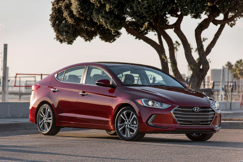 This undated photo provided by Hyundai shows the 2017 Hyundai Elantra. Buyers looking to save some money can buy a used Elantra with the standard fuel-efficient four-cylinder engine. (Hyundai Motor America via AP)