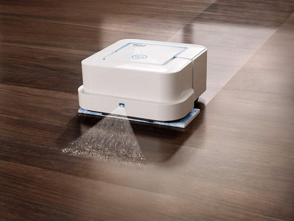 <p>If you're a fan of the <a href="https://www.popsugar.com/family/Amazon-Prime-Day-Roomba-Vacuum-Sale-2018-45058517" class="link " rel="nofollow noopener" target="_blank" data-ylk="slk:iRobot Vacuum">iRobot Vacuum</a>, then you'll want to give this <span>iRobot Braava Jet 240 Robot Mop</span> ($170, originally $199) a try. It will clean your floors when you're not around, so you have nothing to worry about later. You can choose from wet mopping, damp mopping, or dry sweeping.</p>