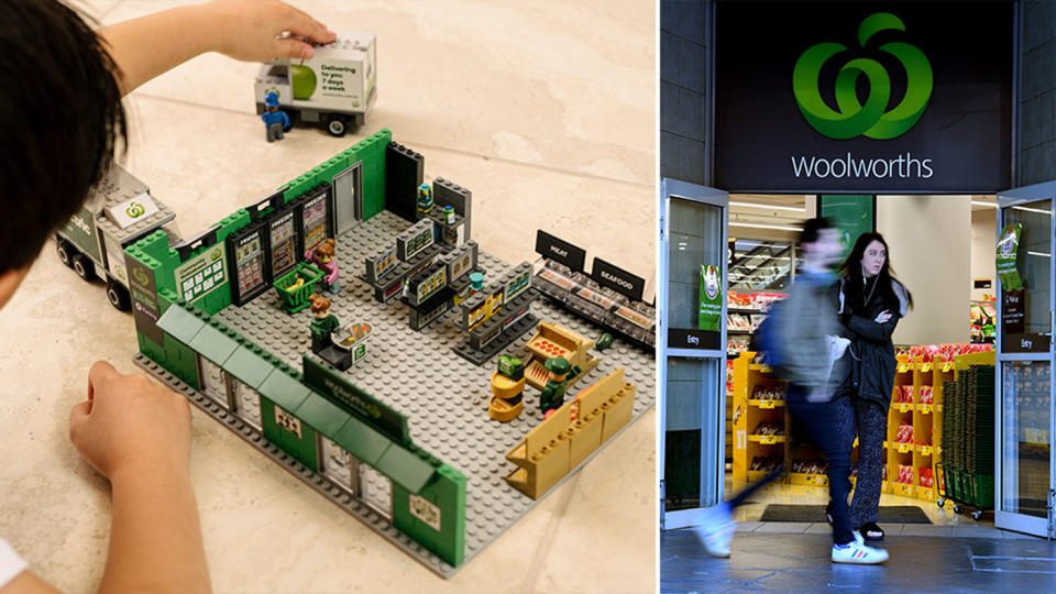 Customers collect Woolworths bricks collectables to build a supermarket. Source: Supplied/AAP