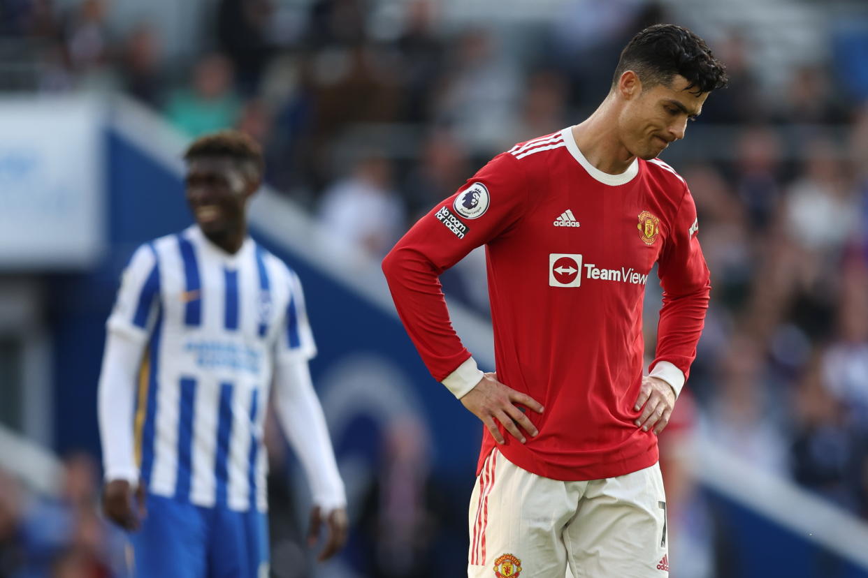 Cristiano Ronaldo del Manchester United durante un partido de la Premier League entre Brighton & Hove Albion. (Foto: Matthew Ashton - AMA/Getty Images)