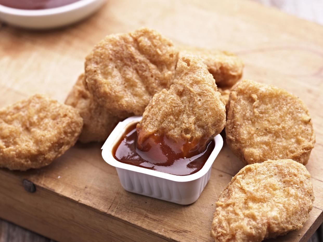 Chicken Nuggets with BBQ Sauce.