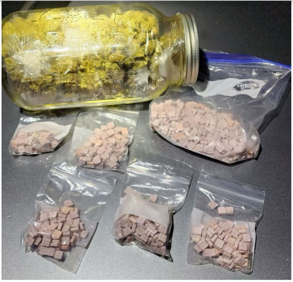 HCSO seized manufactured fentanyl and marijuana on a traffic stop Monday.