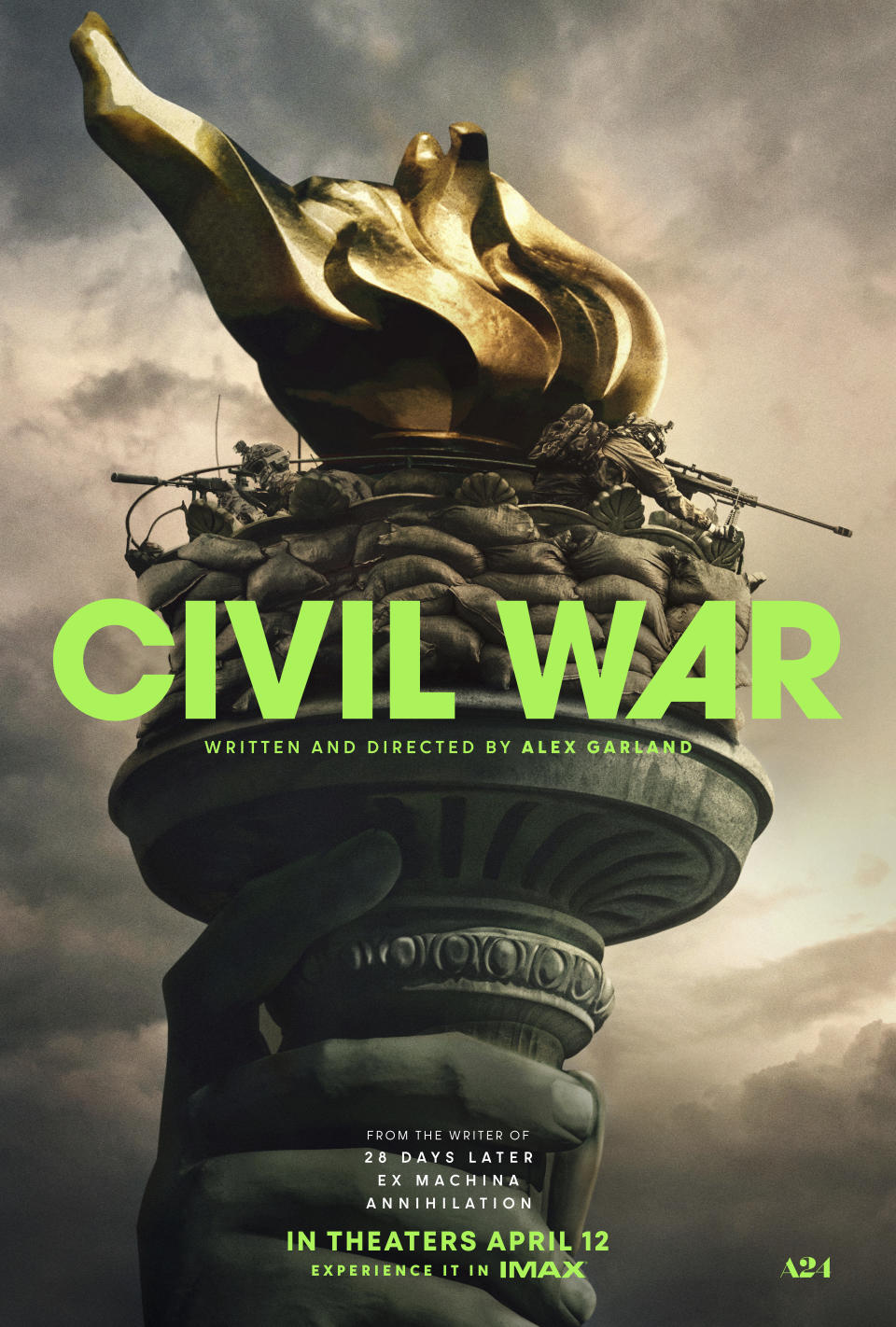 This image released by A24 shows promotional art for "Civil War." (A24 via AP)