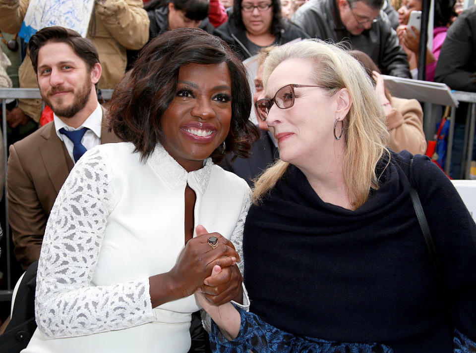 Viola Davis and Meryl Streep sit together