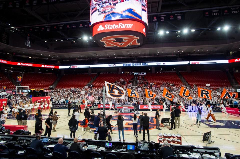 The ESPN College GameDay broadcast before the Tigers-Crimson Tide game at Neville Arena on Feb. 11, 2023.