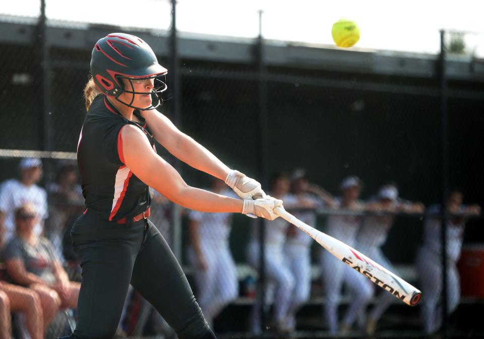 Springfield High School's Mia Volpert bats during the game against Glenwood High School Wednesday, May 17, 2023.