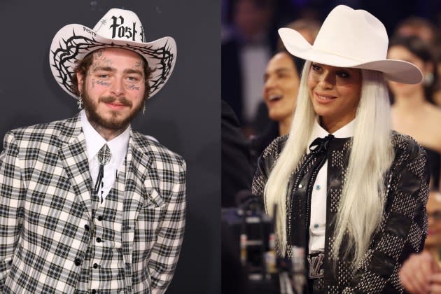 Post Malone and Beyoncé - Credit: Jeff Kravitz/FilmMagic for dcp; Kevin Mazur/Getty Images for The Recording Academy