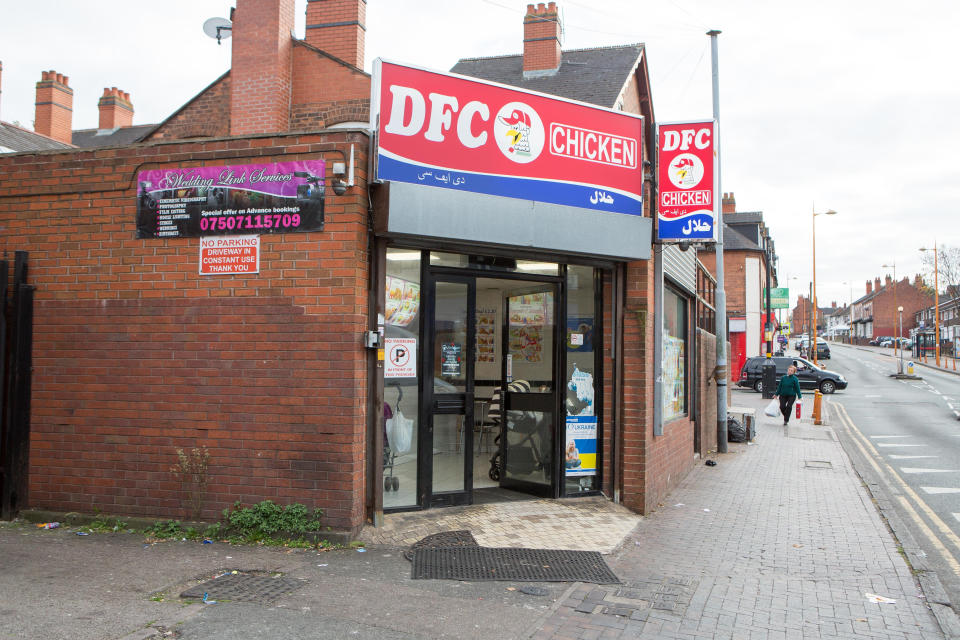 The incident took place in the DFC Chicken shop in Birmingham (SWNS)