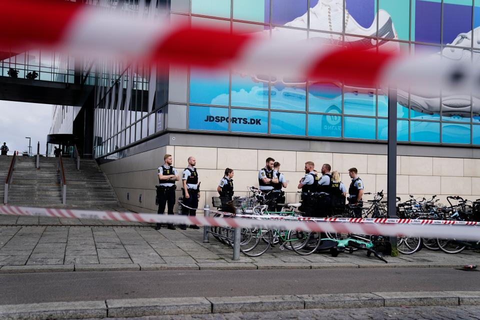 Shopping centre Field’s is closed the day after Sunday’s shooting, in Copenhagen, Denmark (AP)