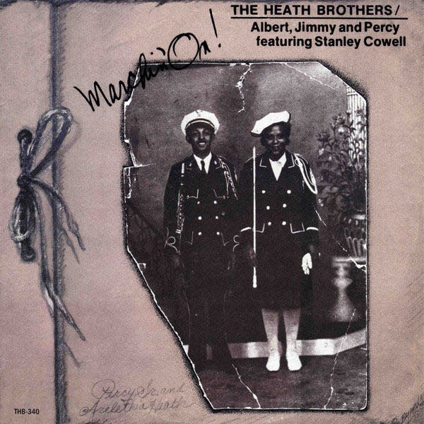 Cover of an album by the Heath Brothers featuring a picture of their parents, Arlethia and Percy Heath Sr., who lived in Wilmington when Percy Jr. was born in 1923.