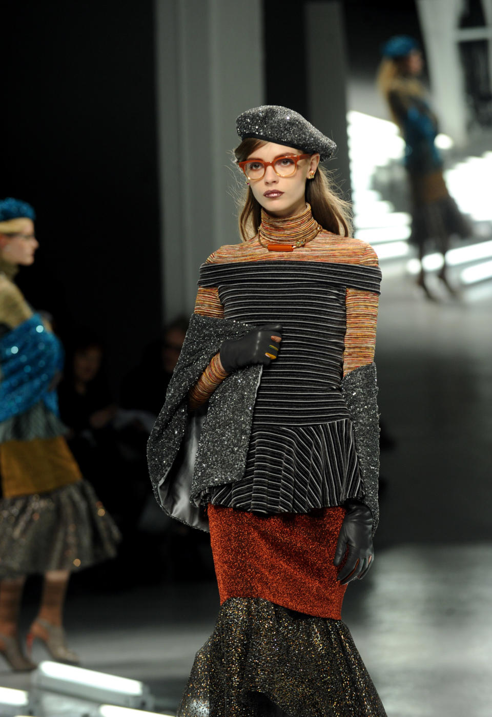 The Rodarte Fall 2014 collection is modeled during Fashion Week in New York, Tuesday, Feb. 11, 2014. (AP Photo/Diane Bondareff)